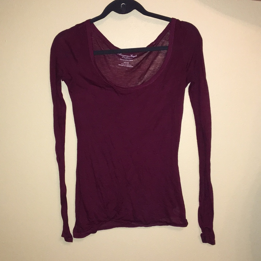 Sheer burgundy favorite tee from American Eagle